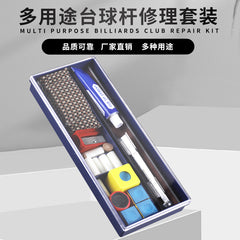 Professional Billiard Cue Repair & Maintenance Tool Kit 26-Piece Set - Tip Shaper Scuffer Chalk Storage