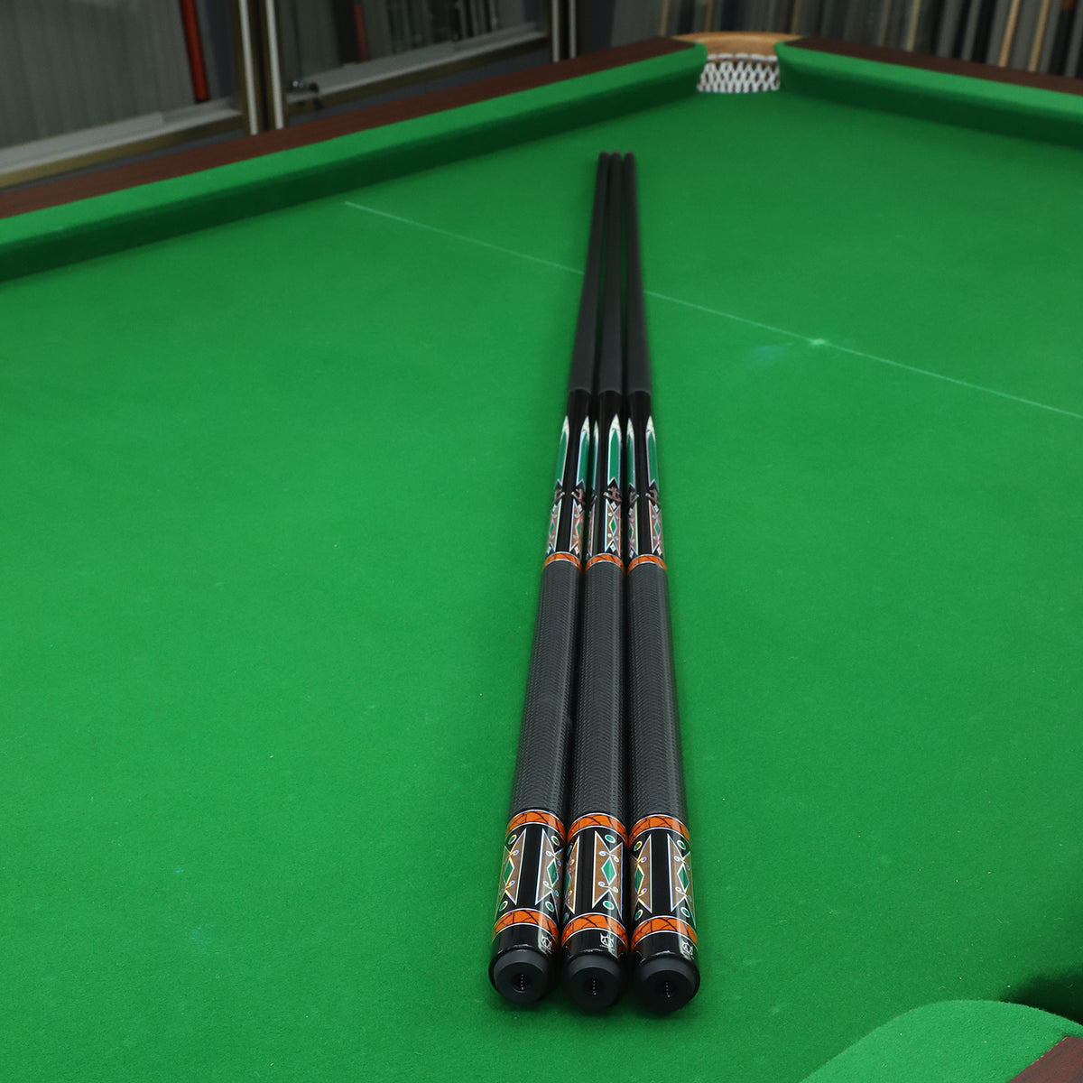 58" Professional Carbon Fiber Pool Cue | 3D Fish Scale Grip | 12.5mm Tip | Model CC03FD